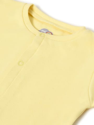 Mi Arcus Solid Yellow Open Placket Top with Pyjama Set for Kids