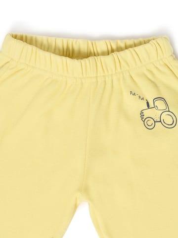 Mi Arcus Solid Yellow Open Placket Top with Pyjama Set for Kids