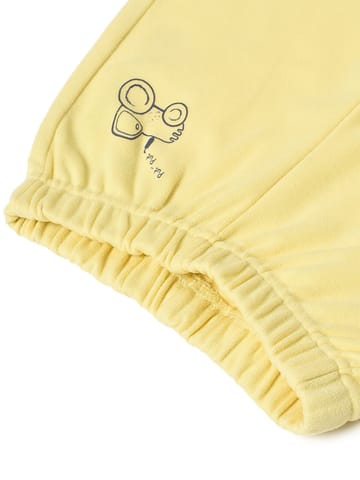 Mi Arcus Solid Yellow Open Placket Top with Pyjama Set for Kids