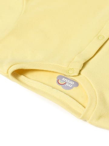 Mi Arcus Solid Yellow Open Placket Top with Pyjama Set for Kids