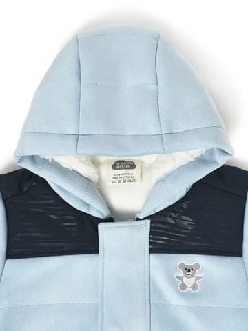 Mi Arcus Solid Sky Blue Hooded Full Sleeve Jacket for Kids