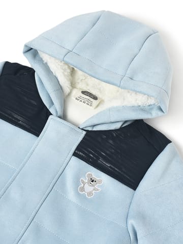 Mi Arcus Solid Sky Blue Hooded Full Sleeve Jacket for Kids