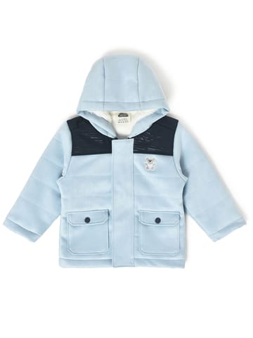 Mi Arcus Solid Sky Blue Hooded Full Sleeve Jacket for Kids