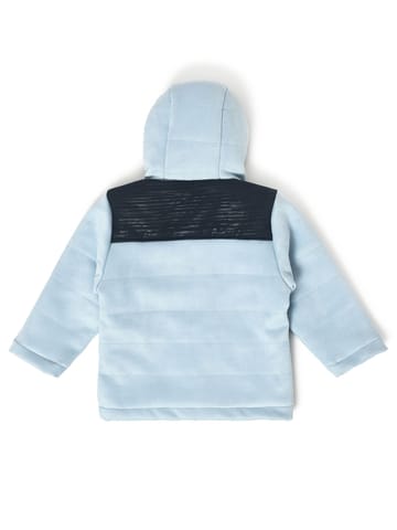 Mi Arcus Solid Sky Blue Hooded Full Sleeve Jacket for Kids