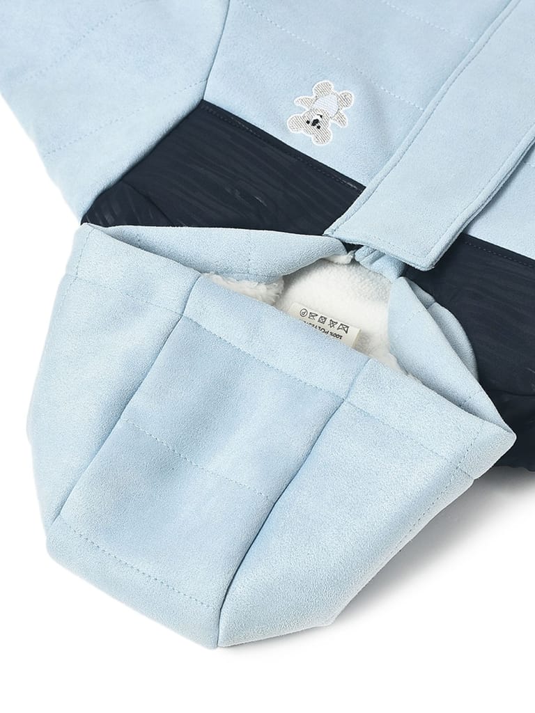 Mi Arcus Solid Sky Blue Hooded Full Sleeve Jacket for Kids