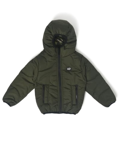 Mi Arcus Reversible Green Hooded Puffer Jacket for Kids