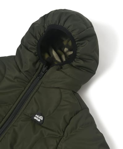 Mi Arcus Reversible Green Hooded Puffer Jacket for Kids
