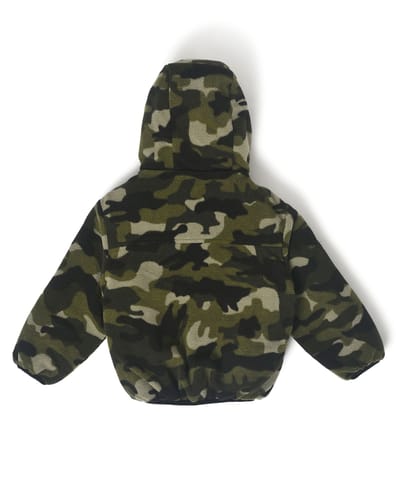 Mi Arcus Reversible Green Hooded Puffer Jacket for Kids