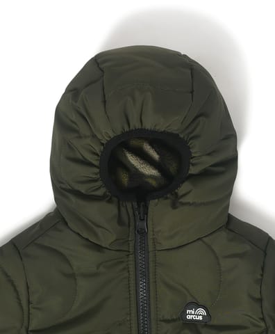 Mi Arcus Reversible Green Hooded Puffer Jacket for Kids