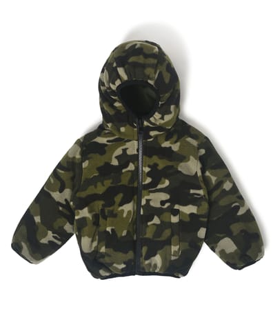 Mi Arcus Reversible Green Hooded Puffer Jacket for Kids