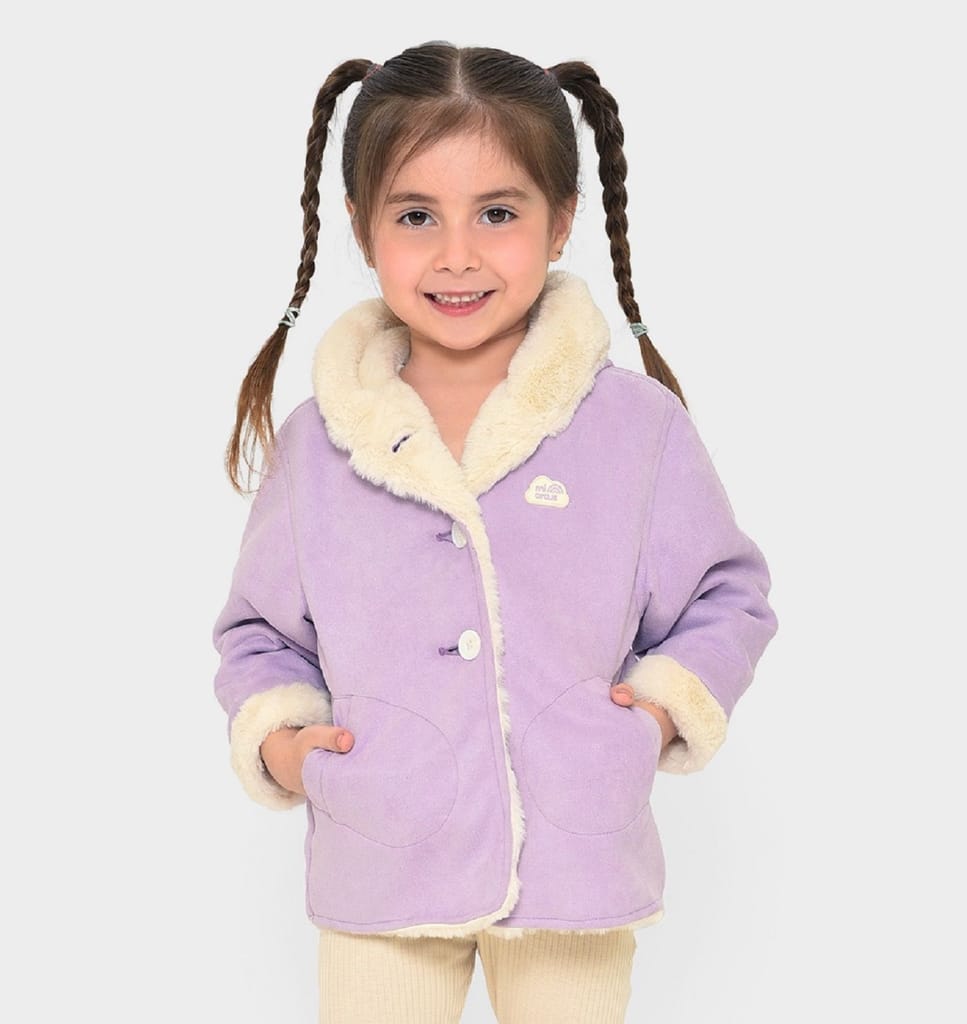 Mi Arcus Purple Solid Hooded Jacket for Kids