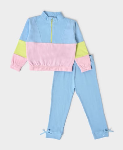 Mi Arcus Blue Collar Sweatshirt with Pyjama Set for Kids