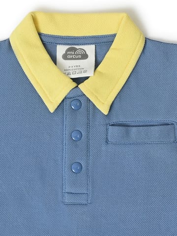 Mi Arcus Blue Collar Tshirt with Short Set for Kids