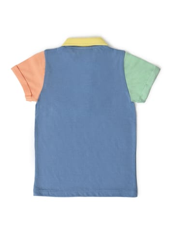 Mi Arcus Blue Collar Tshirt with Short Set for Kids