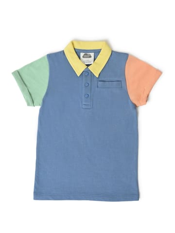 Mi Arcus Blue Collar Tshirt with Short Set for Kids