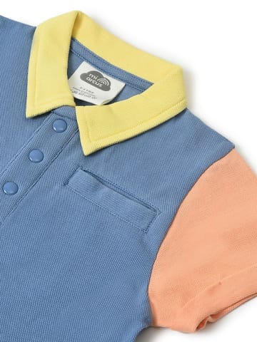 Mi Arcus Blue Collar Tshirt with Short Set for Kids