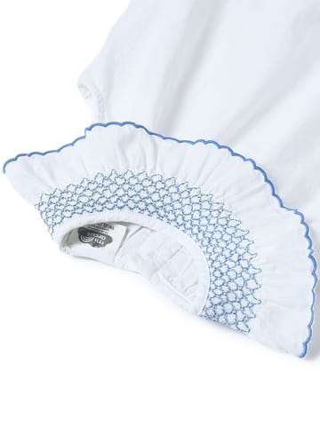 Mi Arcus Smocked Round Neck Cotton A-Line Top for Girls