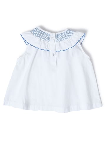Mi Arcus Smocked Round Neck Cotton A-Line Top for Girls