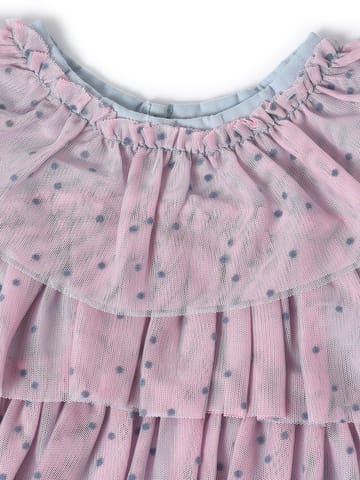 Mi Arcus Self Design Layered Round Neck Regular Top for Girls