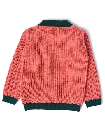 Mi Arcus Pink Knitted V Neck Cardigan for Kids