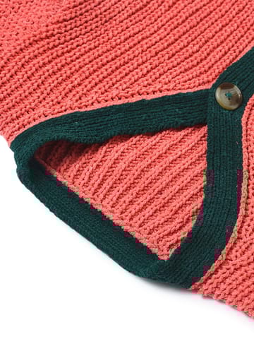 Mi Arcus Pink Knitted V Neck Cardigan for Kids