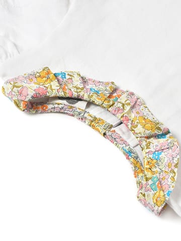 Mi Arcus White Yellow Printed Top with Skirt for Girls