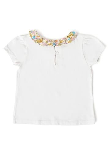 Mi Arcus White Yellow Printed Top with Skirt for Girls