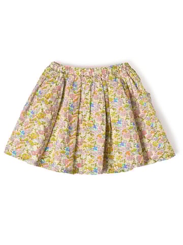 Mi Arcus White Yellow Printed Top with Skirt for Girls