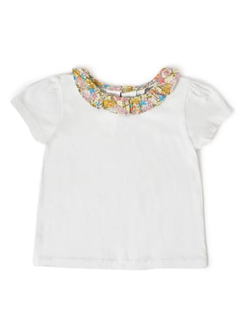 Mi Arcus White Yellow Printed Top with Skirt for Girls