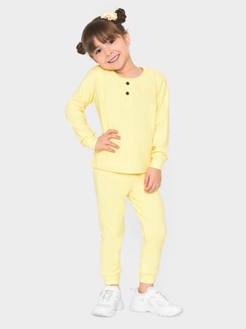 Mi Arcus Solid Yellow T-shirt with Trousers for Kids