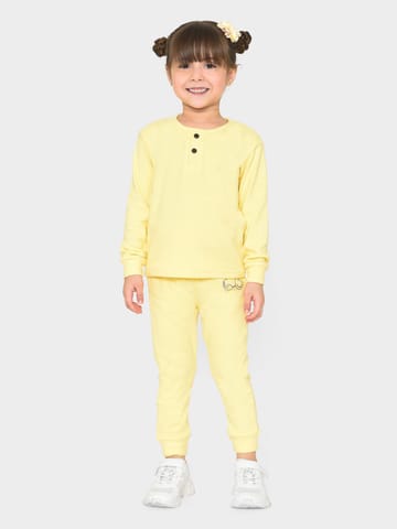Mi Arcus Solid Yellow T-shirt with Trousers for Kids