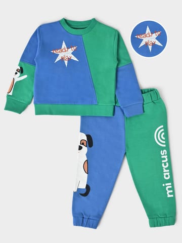 Mi Arcus Colourblocked Full Sleeve Sweatshirt with Pyjama Set for Kids