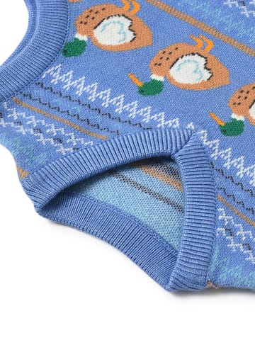 Mi Arcus Blue Knitted V Neck Sleeveless Sweater for Kids