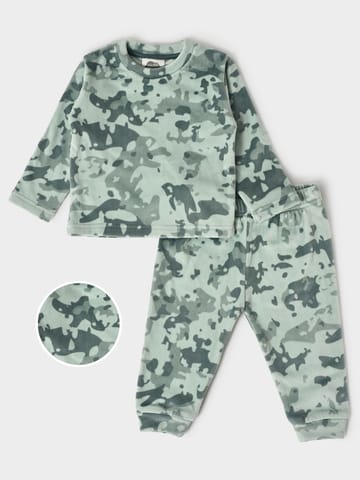 Mi Arcus Green Printed T-shirt with Trousers for Kids