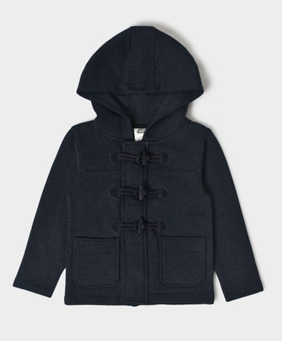 Mi Arcus Navy Blue Longline Tailored Hooded Jacket for Kids