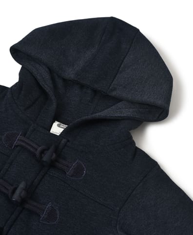 Mi Arcus Navy Blue Longline Tailored Hooded Jacket for Kids