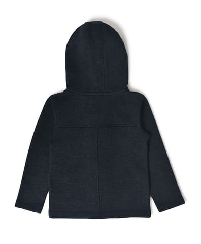 Mi Arcus Navy Blue Longline Tailored Hooded Jacket for Kids