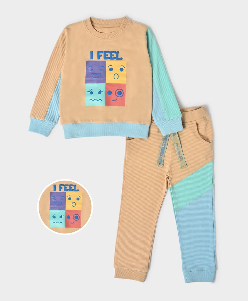 Mi Arcus Colorblock Full Sleeve Sweatshirt with Pyjama for Kids