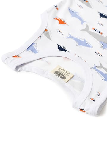 Mi Arcus Shark Print Sleeveless Vest with Shorts Set for Kids