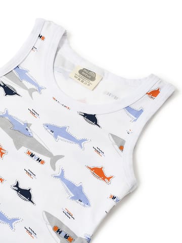 Mi Arcus Shark Print Sleeveless Vest with Shorts Set for Kids
