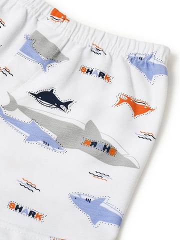Mi Arcus Shark Print Sleeveless Vest with Shorts Set for Kids