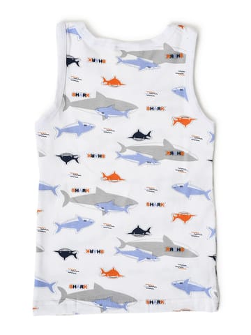 Mi Arcus Shark Print Sleeveless Vest with Shorts Set for Kids