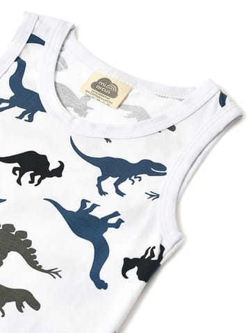 Mi Arcus Dino Print Sleeveless Vest with Shorts Set for Kids