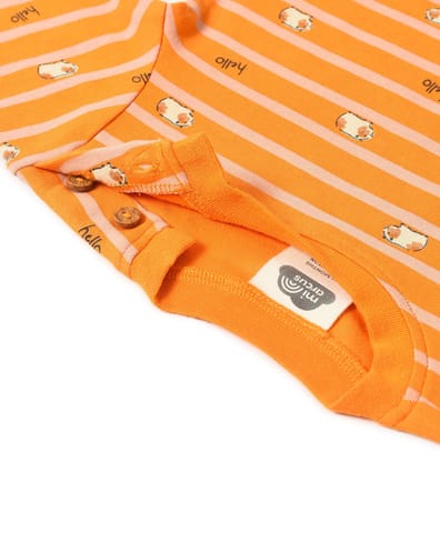 Mi Arcus Printed Orange Sweatshirt with Pyjama Set for Kids