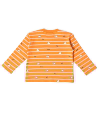 Mi Arcus Printed Orange Sweatshirt with Pyjama Set for Kids