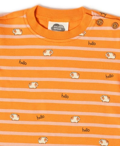 Mi Arcus Printed Orange Sweatshirt with Pyjama Set for Kids