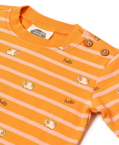 Mi Arcus Printed Orange Sweatshirt with Pyjama Set for Kids