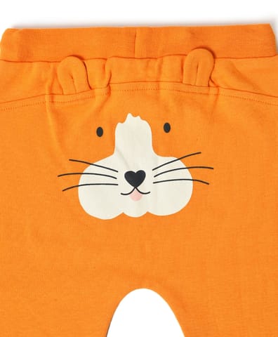 Mi Arcus Printed Orange Sweatshirt with Pyjama Set for Kids
