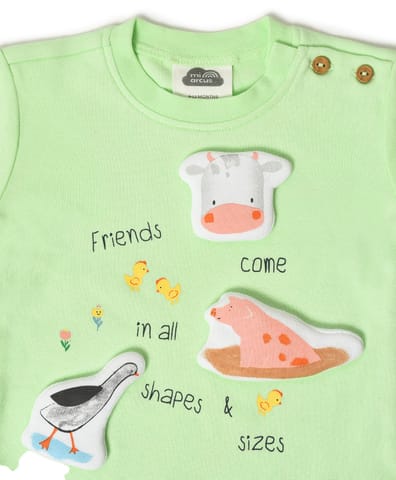Mi Arcus Green Printed Sweatshirt with Pyjama Set for Kids