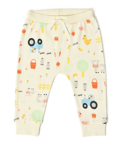 Mi Arcus Cream Printed Sweatshirt with Pyjama Set for Kids